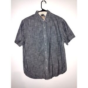Hudson & Barrow NYC Mens XL Blue Short Sleeve Button Down Cotton Chambray Shirt